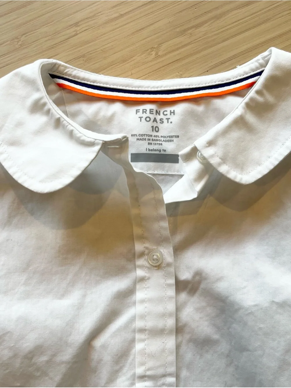 French Toast White Peter Collar Button-Front Kids Shirt
